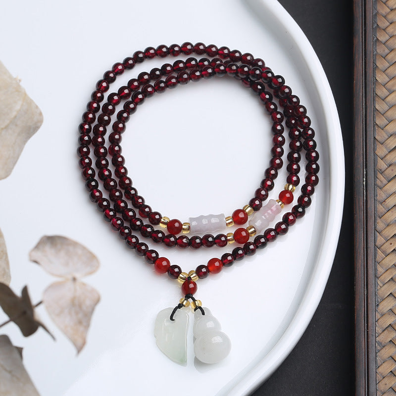Natural Garnet Bracelet Multi-layer Beaded Bracelet5mm Natural emerald A Accessories Hot Sale