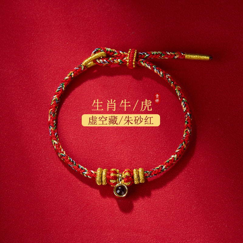 2024Handgefertigtes Armband mit rotem Band für Männer und Frauen, Sternzeichen-Schutz-Buddha-Projektionsstein, Shurangama-Mantra, Sechs-Wort-Mantra, Zwölf-Sternzeichen-Schutzgottheit