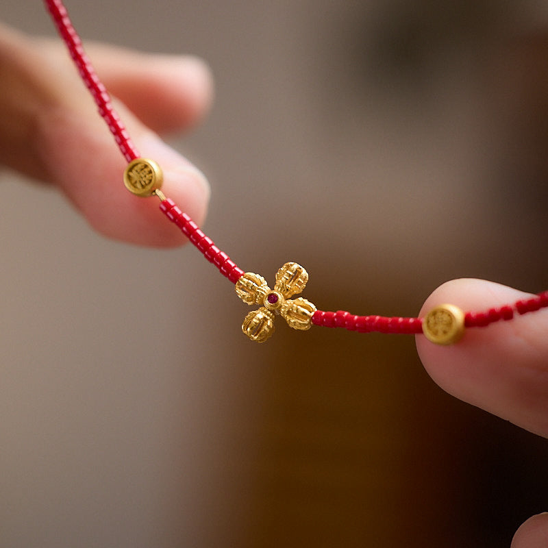 2025Year of the Snake Vajra Bracelet for Women New Chinese Style High-Value Red Glass Bracelet for Birth Year