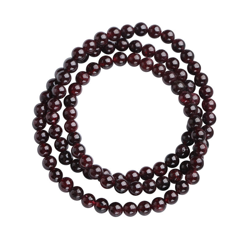 Natural Garnet Bracelet for Women Rose Red Garnet Three Circle Bracelet Simple Design Bracelet