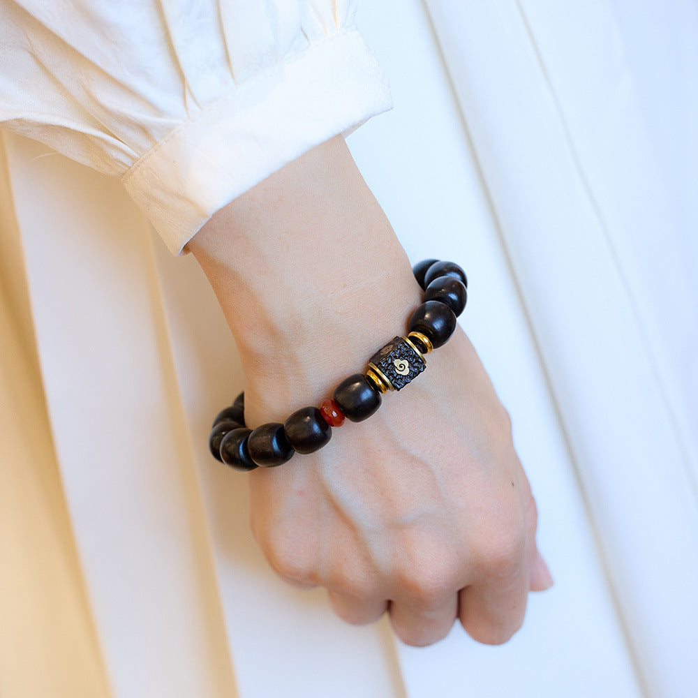 Nanjing Jiming rosewood ebony bracelet auspicious clouds like rain temple with the same Buddha beads rosary bracelet men