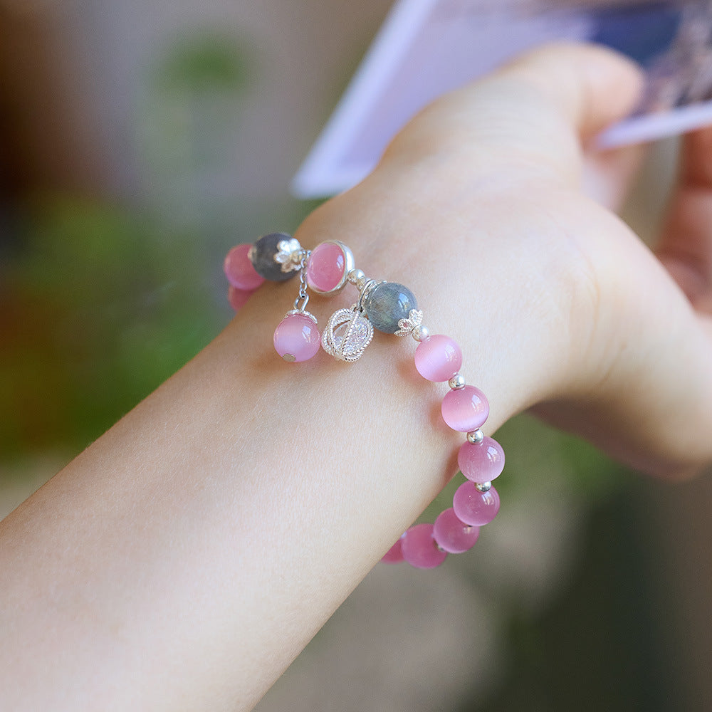 Opal Bracelet for Women ins Niche Design Simple Crystal Bracelet Moonstone Beaded Bracelet Best Friend Gift