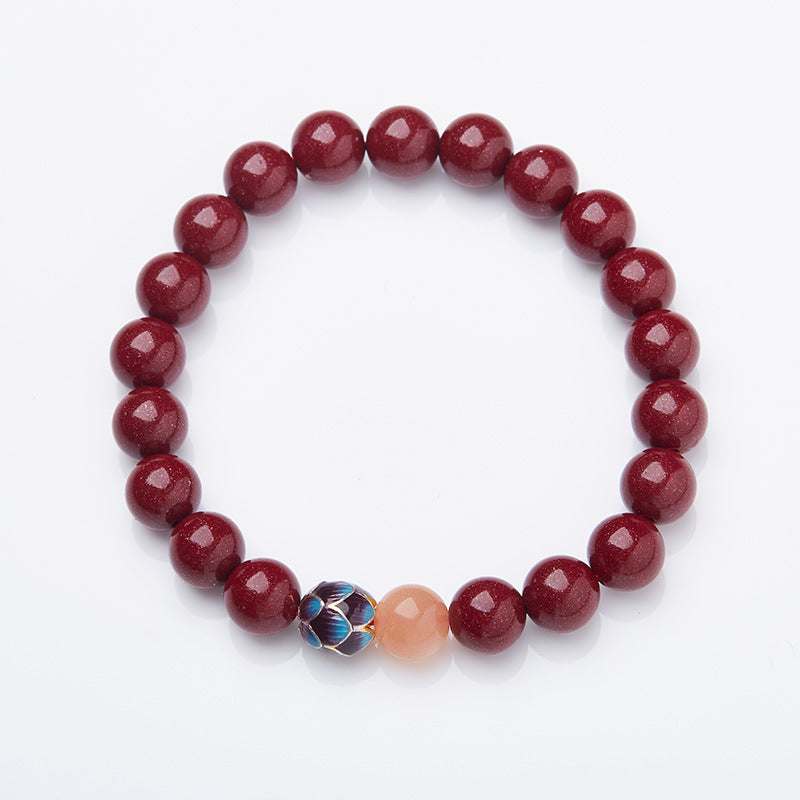 Xiangxi Original Mine High Content Purple Gold Sand Cinnabar Bracelet Enamel Lotus Birth Year Chen Sha Cinnabar Original Stone Bracelet