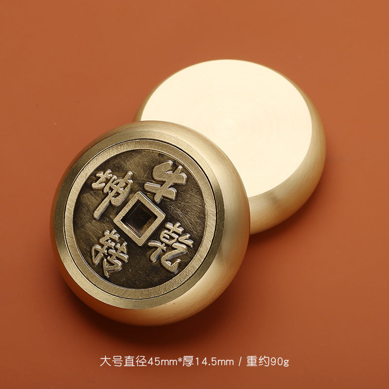 Feiyi Brushed Glaze Brass Money Transfer Handle Piece Pure Copper Money Transfer Engraved Handle Piece Gift Direct Sale