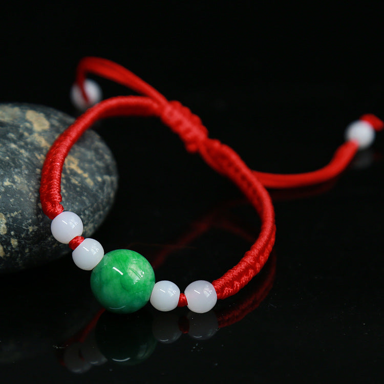 Jadeite Jade Red String Bracelet Red String Handmade Woven Bracelet for Zodiac Year Dragon Boat Festival Red String Gift Small Accessories