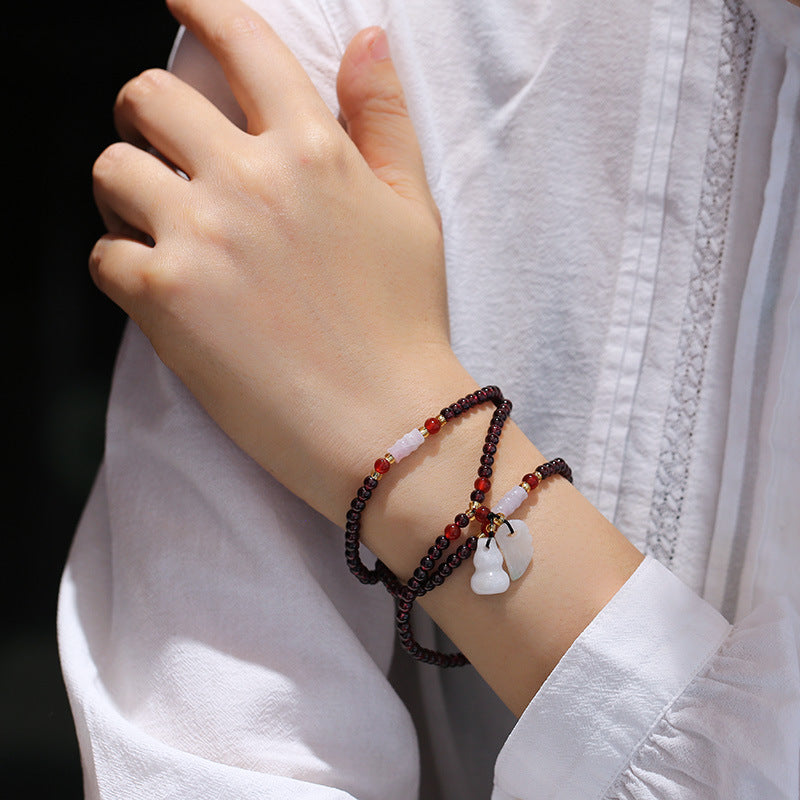 Natural Garnet Bracelet Multi-layer Beaded Bracelet5mm Natural emerald A Accessories Hot Sale