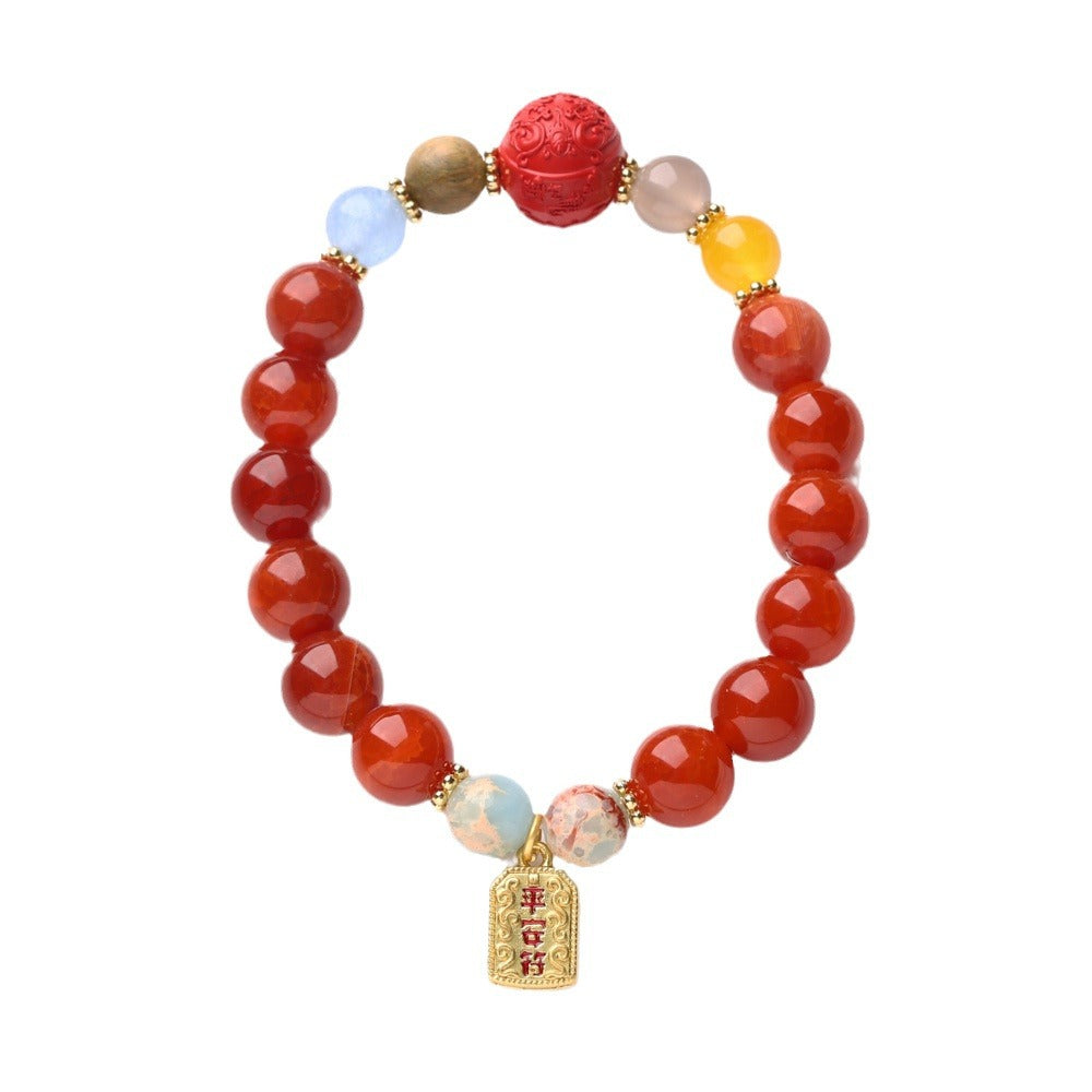Temple Style Natural Dragon Pattern Agate Bracelet Nine Purple Fire Dragon Year Zodiac Year High Sense Bracelet