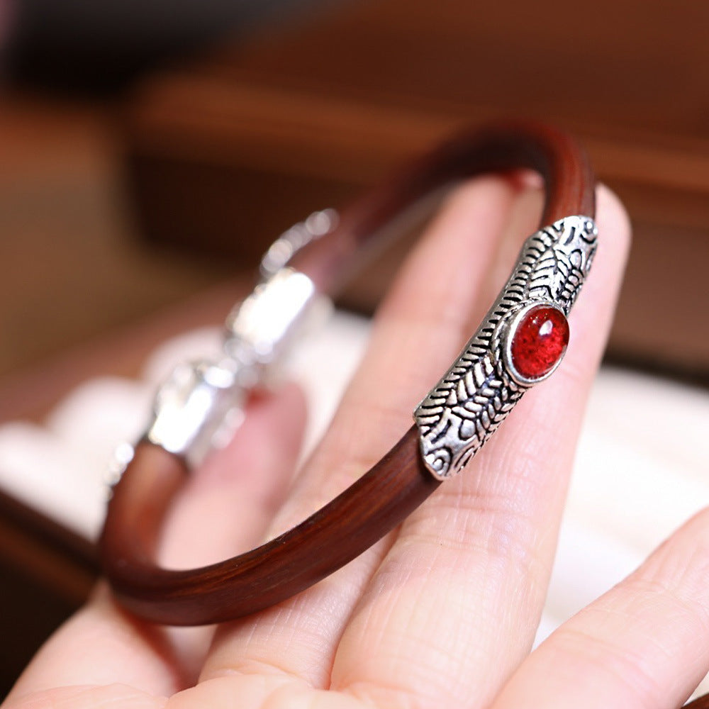 Tibetan Style Natural Wild Shannan Knotless Chicken Blood Vine Bracelet for Men and Women Couples with Knots Wooden Vine Bracelet Summer Ethnic Style