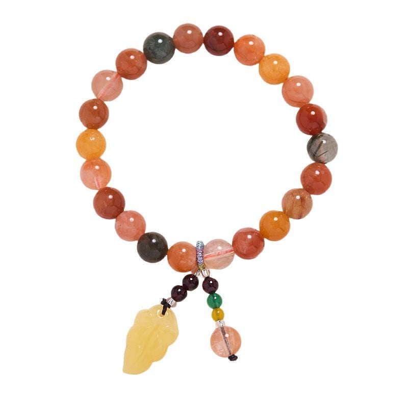 Star-like Five Fu Duobao Crystal Bracelet Female One Leaf Fortune Leaves Fu Lu Shou Crystal Bracelet Gift