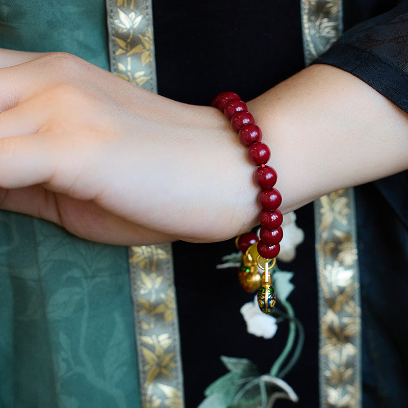 Natural Raw Mineral Purple Gold Sand Cinnabar Bracelet for Women, Gold-Swallowing Beast, Ten Perfect Bracelet, Zodiac Birth Year Gift