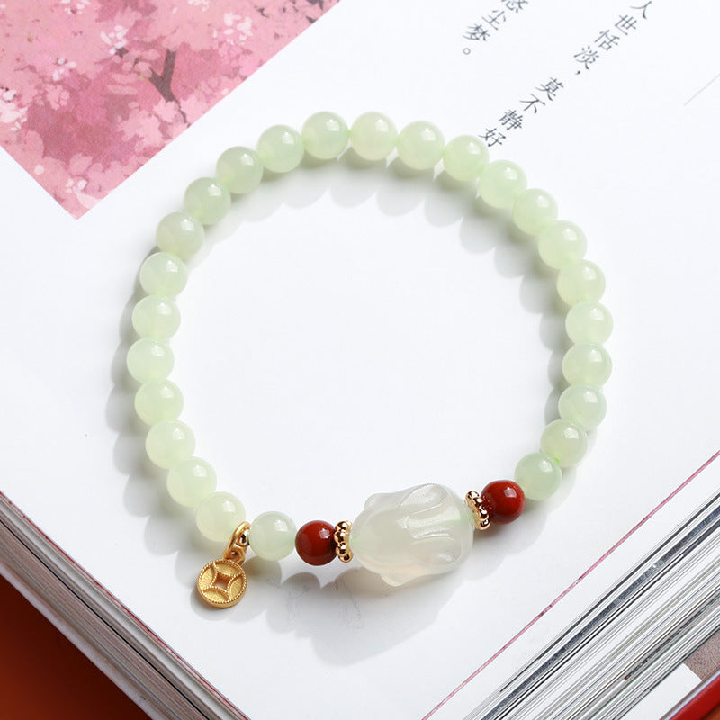 Natural6MM Hetian Jade Bracelet for Women S925Sterling Silver Jade Jewelry Bracelet Gift for Best Friend Wholesale