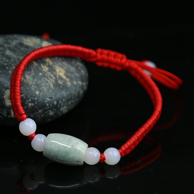 Jadeite Jade Red String Bracelet Red String Handmade Woven Bracelet for Zodiac Year Dragon Boat Festival Red String Gift Small Accessories