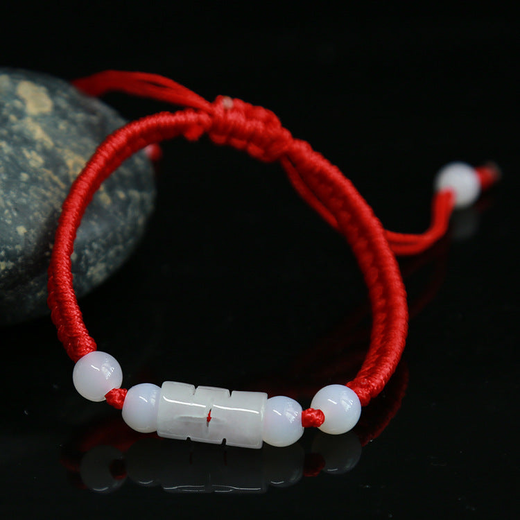 Jadeite Jade Red String Bracelet Red String Handmade Woven Bracelet for Zodiac Year Dragon Boat Festival Red String Gift Small Accessories