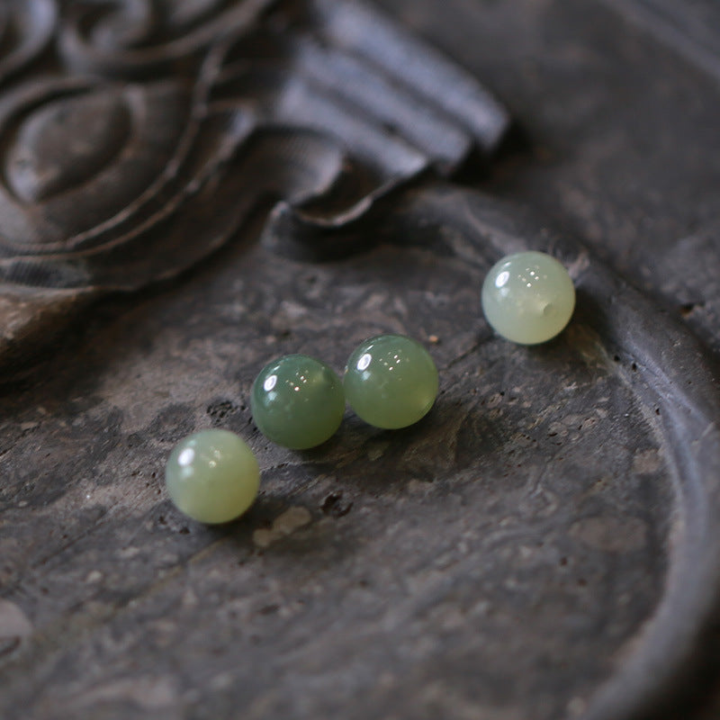 Customized Processing Natural Hetian Jade DIY Accessories Round Beads Loose Beads108Jade Bead Bracelet Accessories