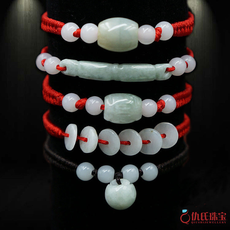Natural emerald A Goods Red Rope Bracelet Lucky Red Rope Woven in the Year of Birth Red Carrying Strap
