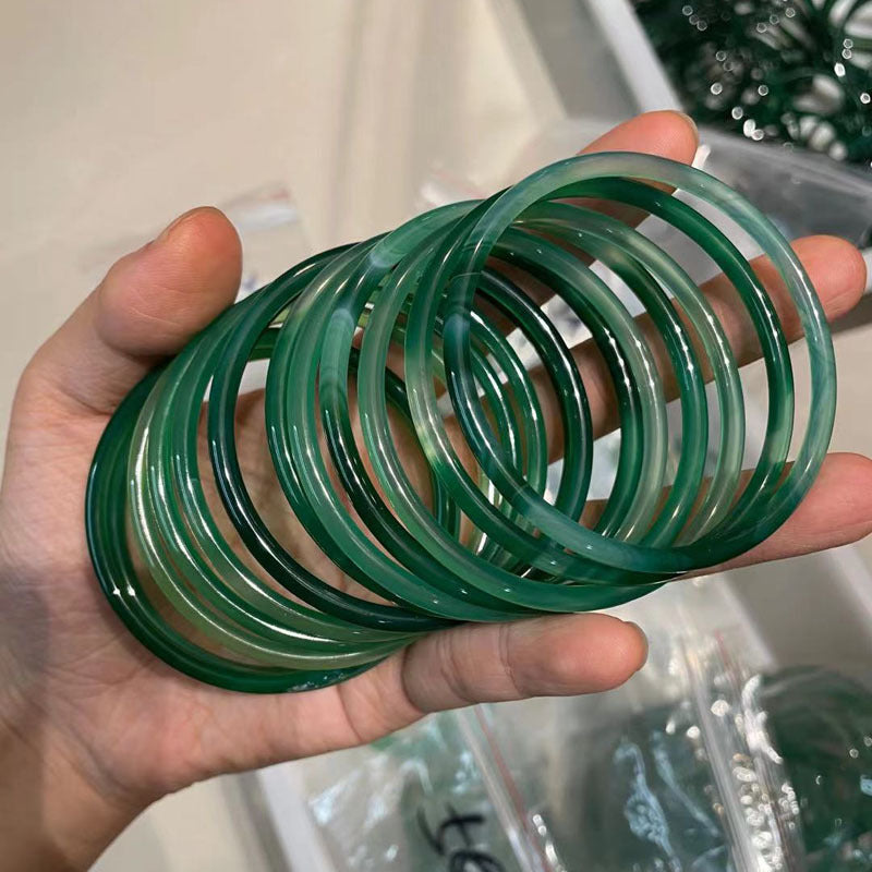 Gold-Devouring Beast Natural Chalcedony Ding-Dang Bracelet Agate Bracelet Ultra-Thin Strip Delicate and Exquisite Jade Bracelet Women's Jewelry Accessories
