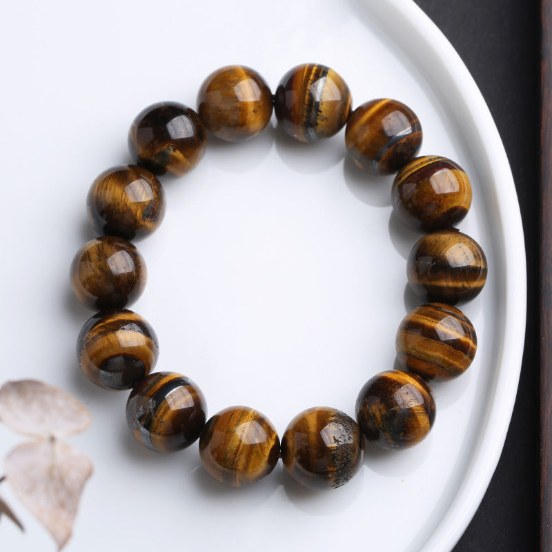 Jiaer Same Style Natural A Premium Tiger Eye Stone Bracelet Wood Transformation Stone Tiger Clear Stone Bracelet High-end Couple Bracelet
