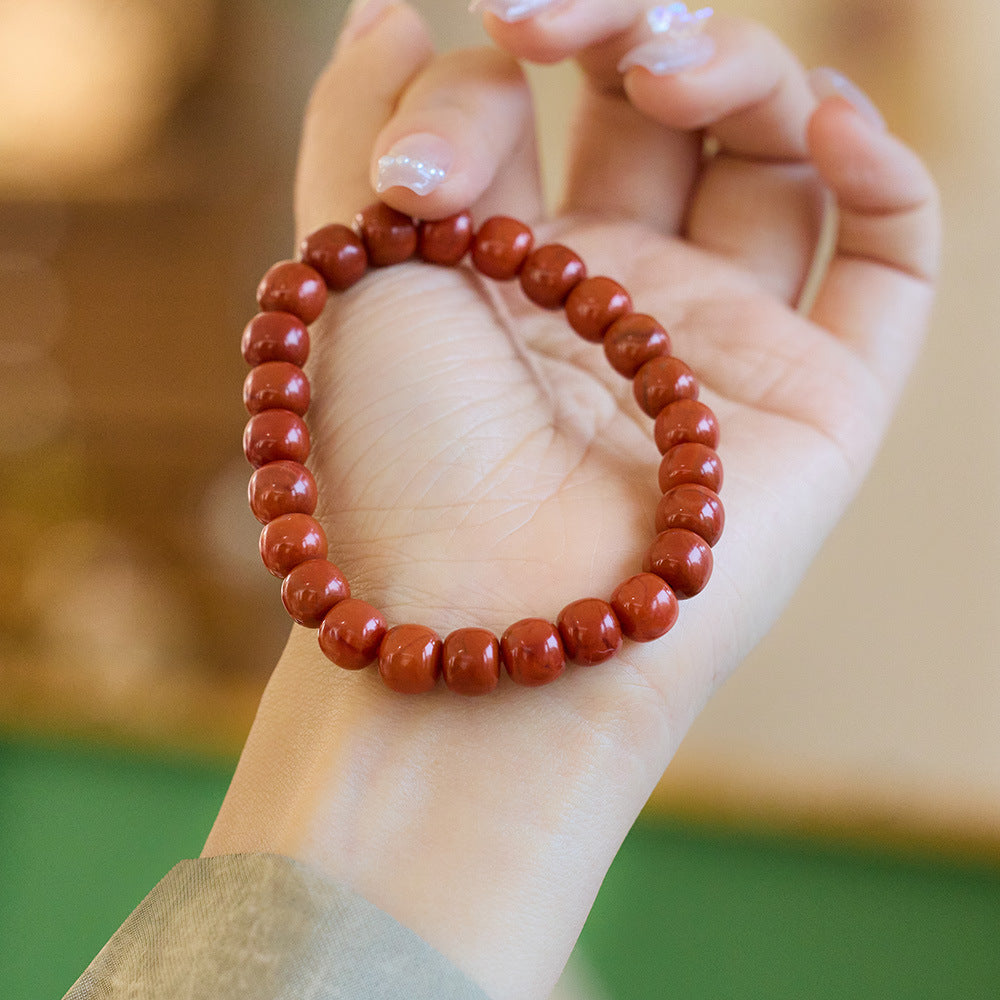 Chuanliang Liangshan Natural South Red Agate Bracelet Full Flesh Persimmon Red Old Xing Barrel Bead Straight Cut Agate Bracelet for Women