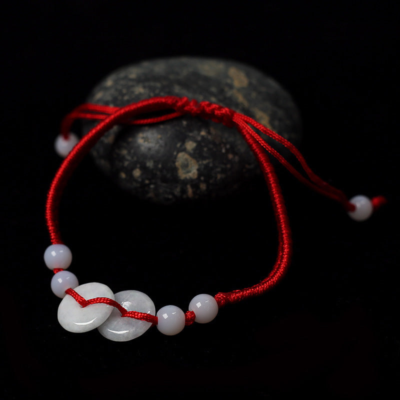 Jadeite Jade Red String Bracelet Red String Handmade Woven Bracelet for Zodiac Year Dragon Boat Festival Red String Gift Small Accessories