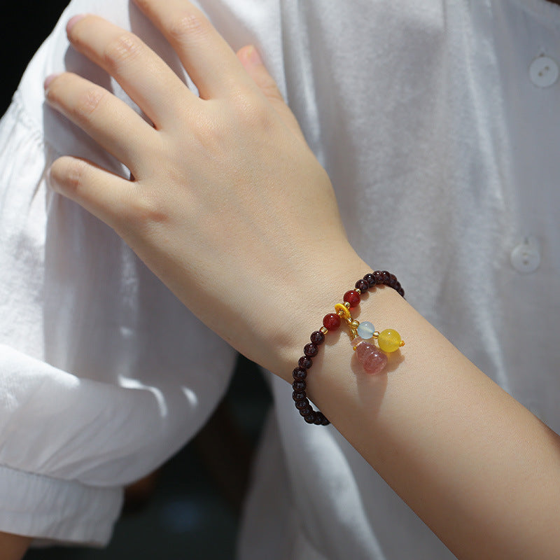 Natural5MM Garnet Bracelet Hanging Strawberry Quartz Gourd Crystal Bracelet Hand Jewelry Simple All-Match