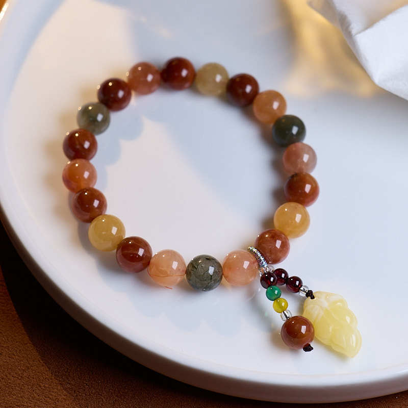 Star-like Five Fu Duobao Crystal Bracelet Female One Leaf Fortune Leaves Fu Lu Shou Crystal Bracelet Gift