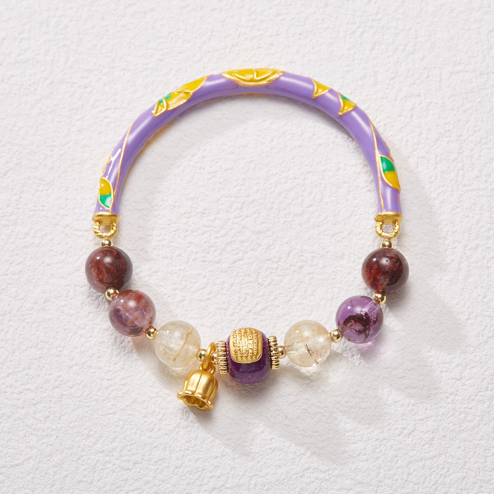 Xiangji Same Style Half Life Natural Sunstone Bracelet for Women Lily of the Valley Flower Wish Half Bracelet Gift for Best Friend