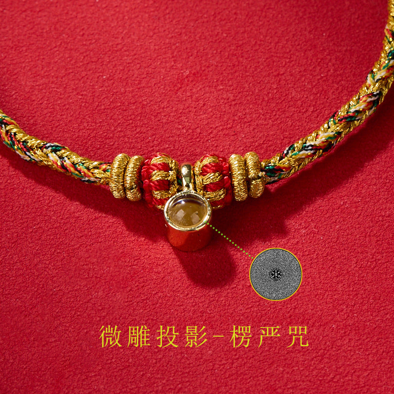 2024Handgefertigtes Armband mit rotem Band für Männer und Frauen, Sternzeichen-Schutz-Buddha-Projektionsstein, Shurangama-Mantra, Sechs-Wort-Mantra, Zwölf-Sternzeichen-Schutzgottheit