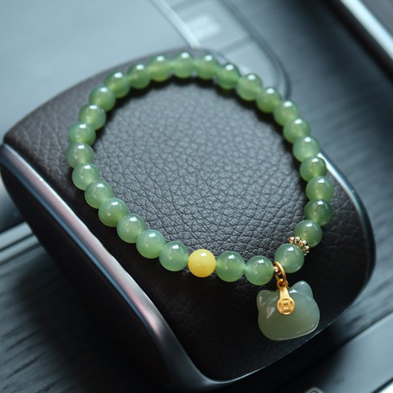Natural6MM Hetian Jade Bracelet for Women S925Sterling Silver Jade Jewelry Bracelet Gift for Best Friend Wholesale