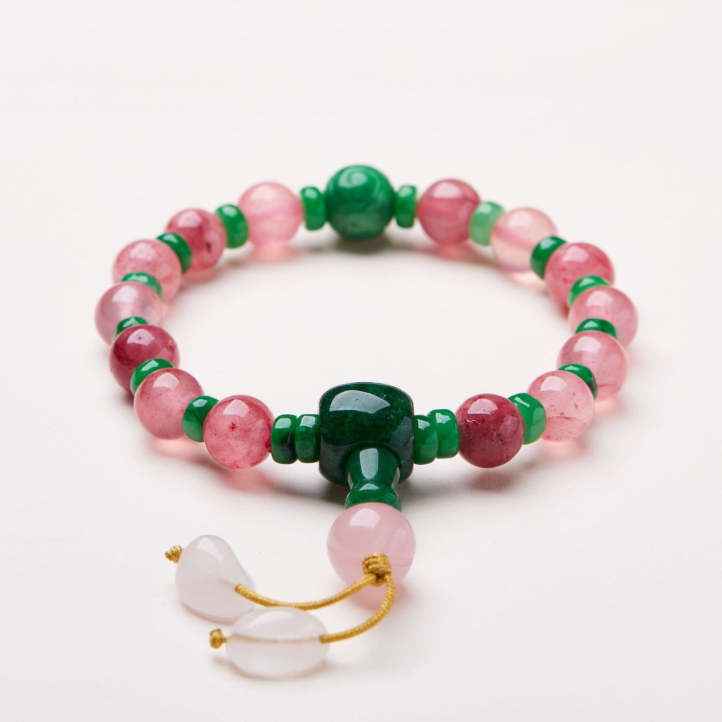 Museum Replica Qing Palace Eighteen Seeds Handheld Eighteen Beads Pink Bracelet Buddha Beads Cheongsam Brooch Pendant