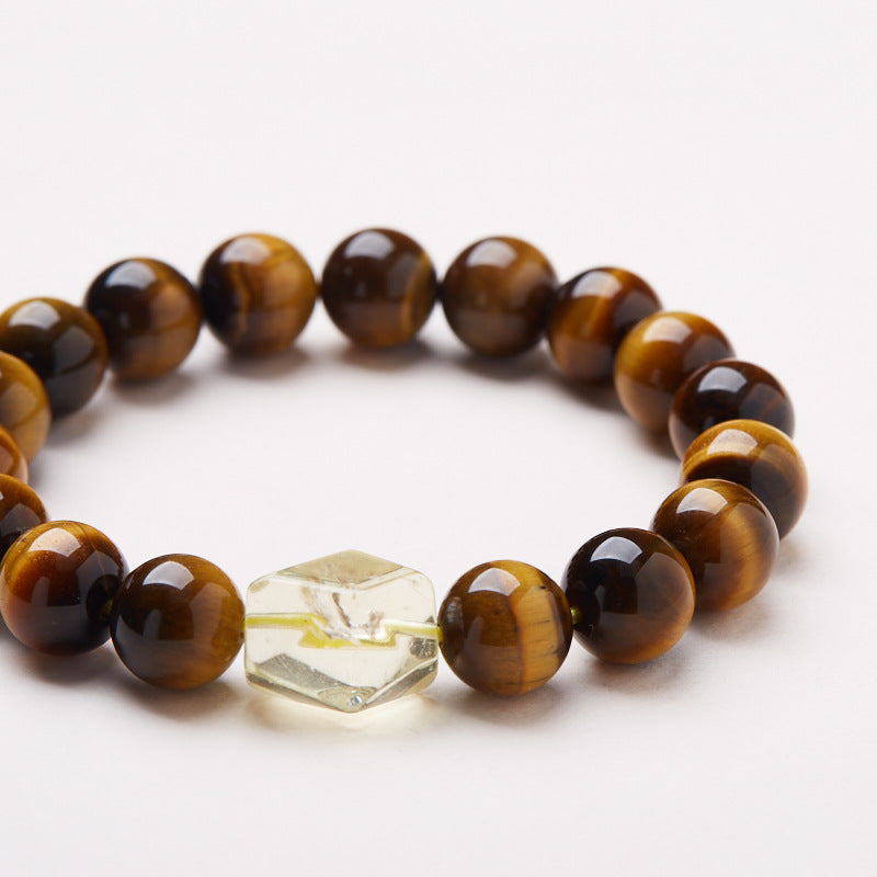 Ephemeral Secret Natural Realm10MM Tiger Eye Stone Bracelet Freeform Yellow Crystal Bracelet High-end Crystal Bracelet