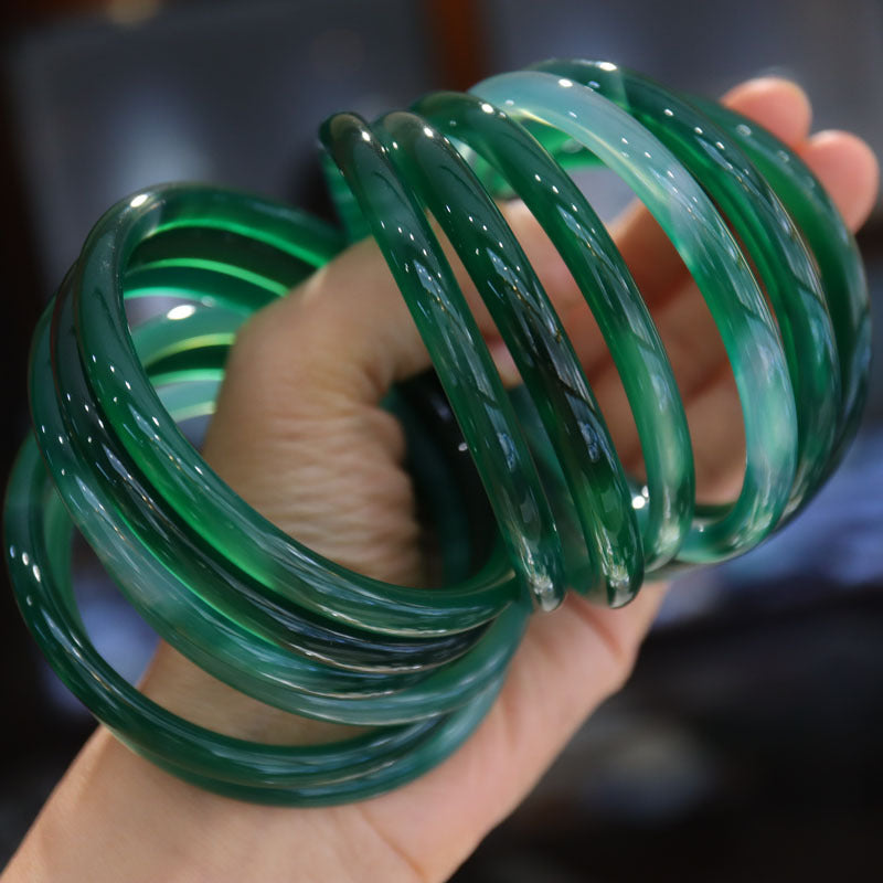 Gold-Devouring Beast Natural Chalcedony Ding-Dang Bracelet Agate Bracelet Ultra-Thin Strip Delicate and Exquisite Jade Bracelet Women's Jewelry Accessories