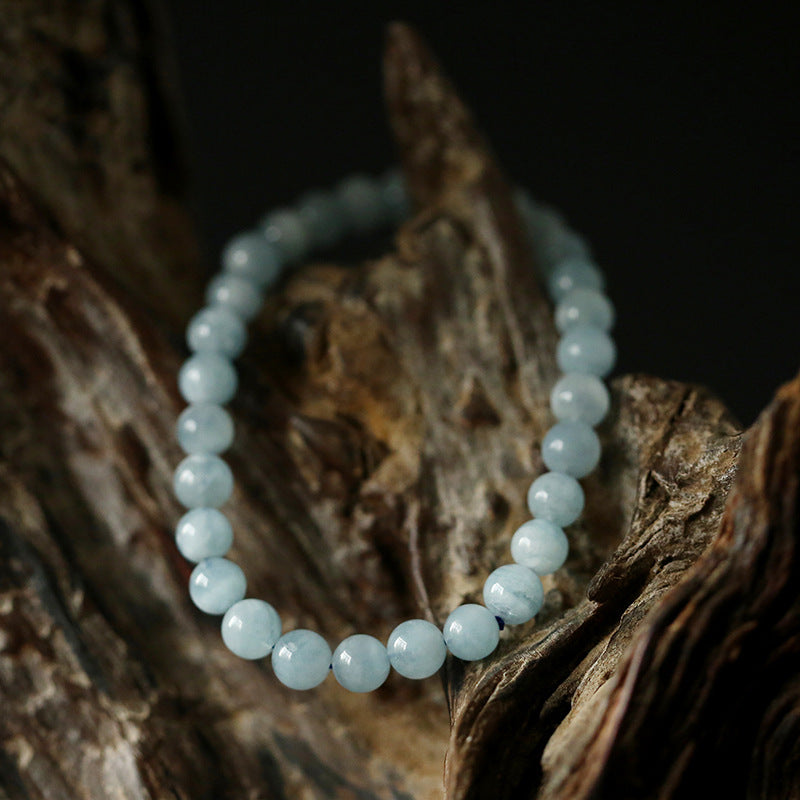 Feiyi Jewelry Brazilian Natural Aquamarine Bracelet DIY Single Strand Bracelet for Women with Happiness Gemstones Spot Goods