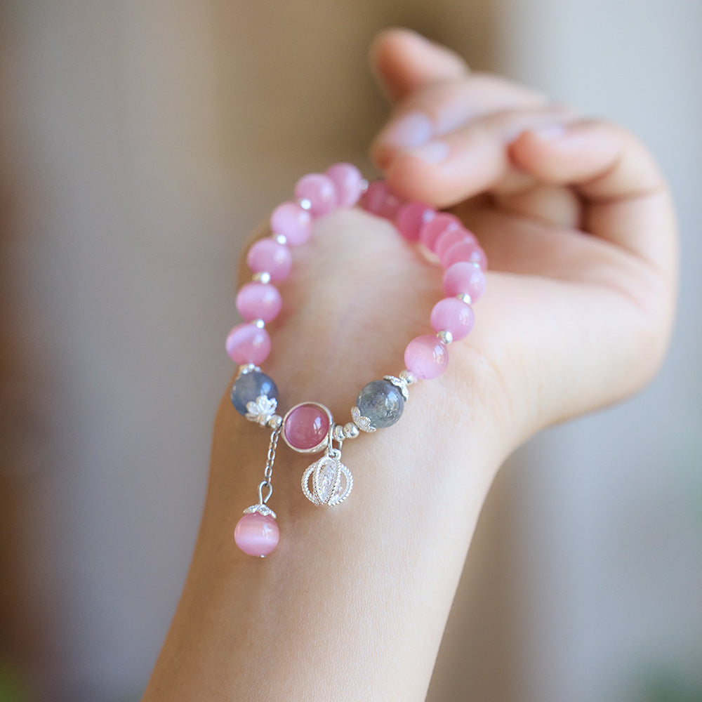 Opal Bracelet for Women ins Niche Design Simple Crystal Bracelet Moonstone Beaded Bracelet Best Friend Gift