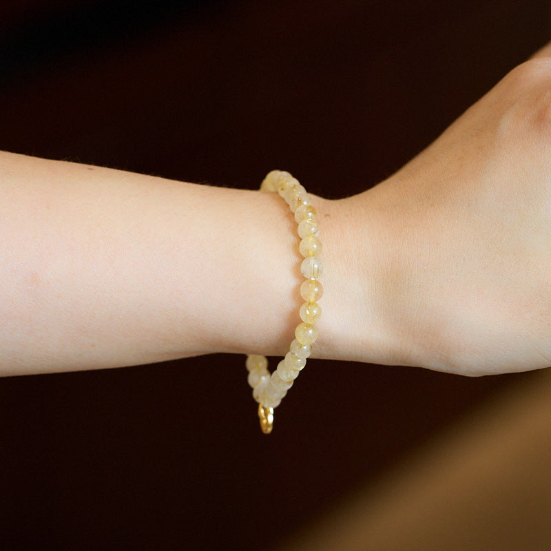 Natural6MM Gold Hair Crystal Bracelet for Women, Attracts Wealth, Coin Bracelet with High-end Feel, New Chinese Style Crystal Bracelet