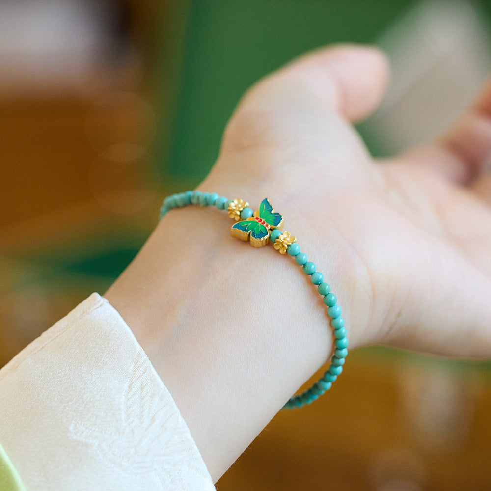 Hubei Original Mine Natural Green Pine Bracelet for Women S925Silver Inlaid Blue Water Jade Fine Texture Bracelet Gift for Girlfriend