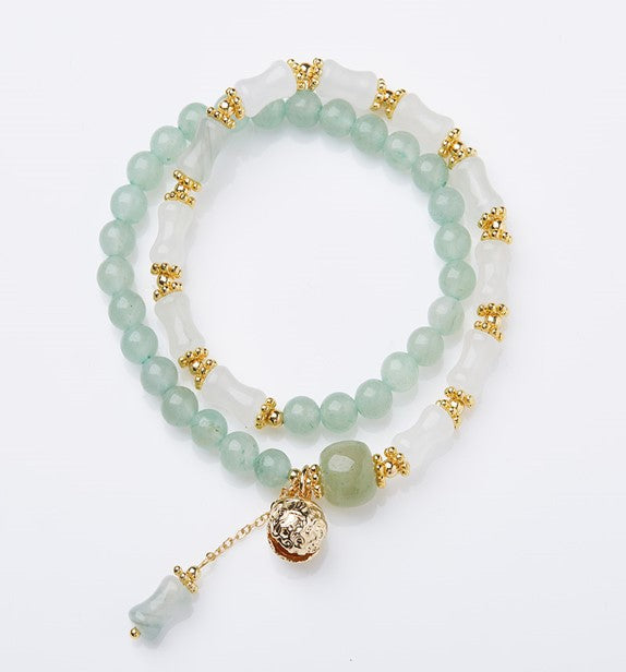 Natural Tianshan Jade Bamboo Knot Bracelet for Women Wallet Drum Money Bag Golden Silk Jade High-end Feel Bestie Bracelet Gift