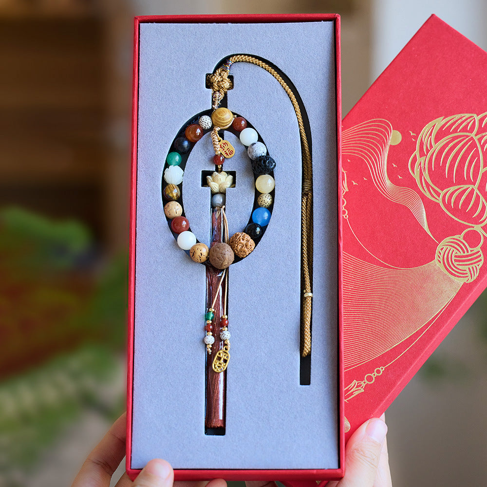 Temple Style Eighteen Seeds Car Hanging Peaceful Travel Bag Pendant Multi-Treasure Bodhi Bead Souvenir Pendant