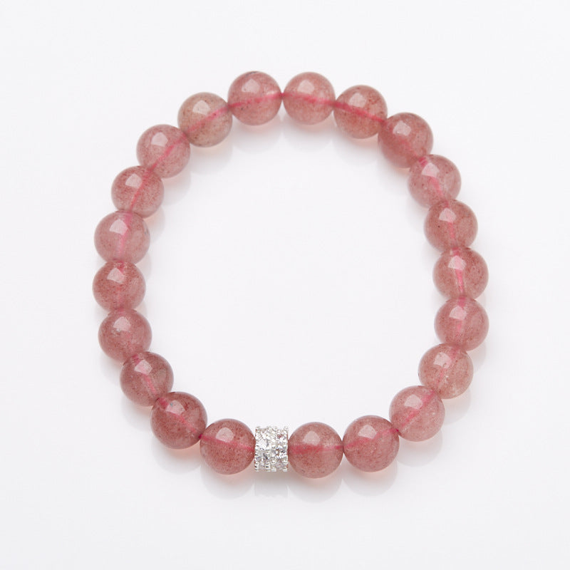 Natural Strawberry Quartz Bracelet for Women Wealth Flower Pixiu Good Luck Pink Crystal Gemstone Design Bracelet Gift