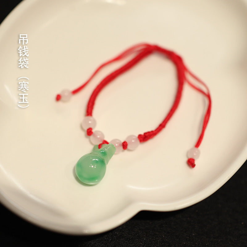 Jadeite Jade Red String Bracelet Red String Handmade Woven Bracelet for Zodiac Year Dragon Boat Festival Red String Gift Small Accessories