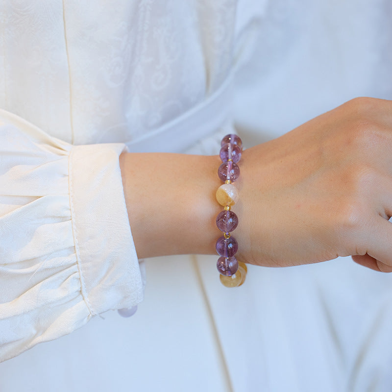 Nine Purple Fire Bracelet for Women Zodiac Year of the Dragon Natural Amethyst Purple Bracelet Multi-Treasure Good Luck Bead Gift