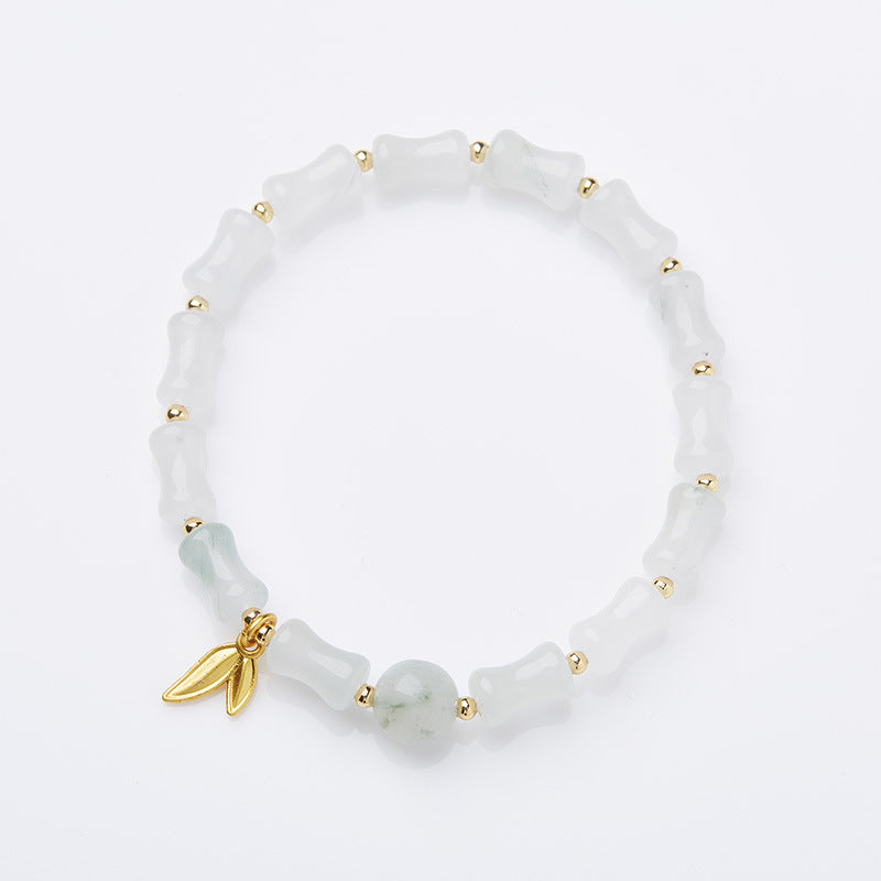 Natural Tianshan Jade Bamboo Knot Bracelet for Women Wallet Drum Money Bag Golden Silk Jade High-end Feel Bestie Bracelet Gift