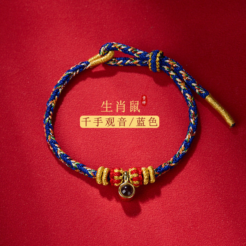 2024Handgefertigtes Armband mit rotem Band für Männer und Frauen, Sternzeichen-Schutz-Buddha-Projektionsstein, Shurangama-Mantra, Sechs-Wort-Mantra, Zwölf-Sternzeichen-Schutzgottheit