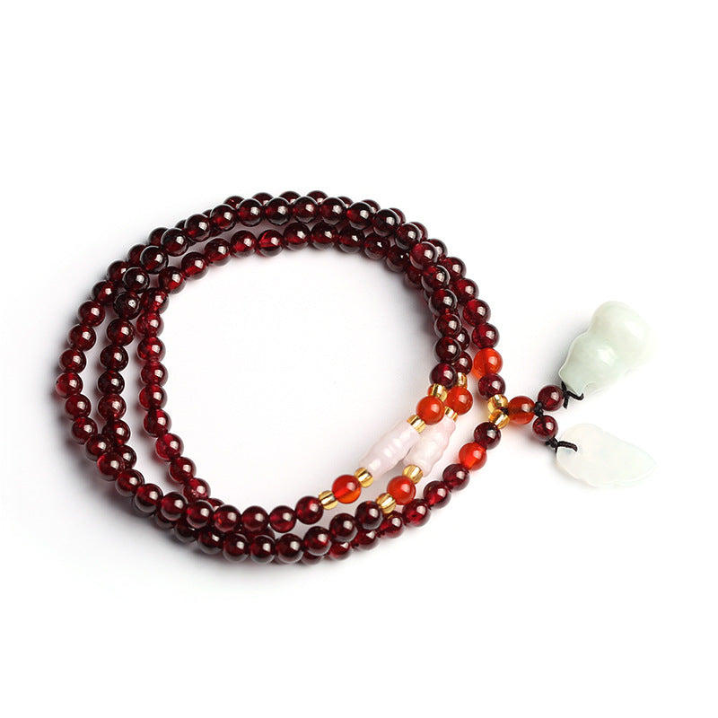 Natural Garnet Bracelet Multi-layer Beaded Bracelet5mm Natural emerald A Accessories Hot Sale