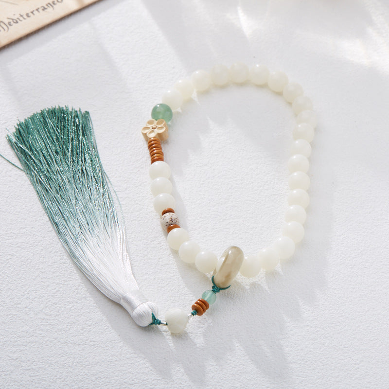 Custom Processing Original Natural Bodhi Root Bracelet White Jade Bodhi108Buddha Beads Prayer Beads Bodhi Bracelet