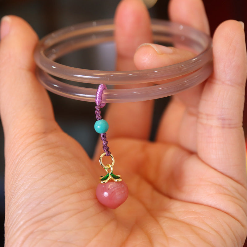 Gold-Devouring Beast Natural Chalcedony Ding-Dang Bracelet Agate Bracelet Ultra-Thin Strip Delicate and Exquisite Jade Bracelet Women's Jewelry Accessories