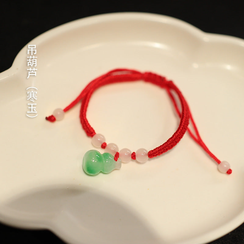 Jadeite Jade Red String Bracelet Red String Handmade Woven Bracelet for Zodiac Year Dragon Boat Festival Red String Gift Small Accessories