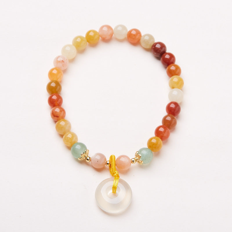 Xinjiang Natural Golden Silk Jade Bracelet Chalcedony Agate Peace Buckle Bracelet Gobi Jade Stone Bracelet Best Friend Gift