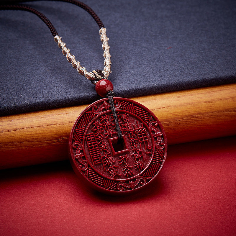 Mountain Ghost Money Necklace Raw Ore High Content Purple Gold Sand Emperor Sandstone Necklace Birth Year Cinnabar Pendant Pendant