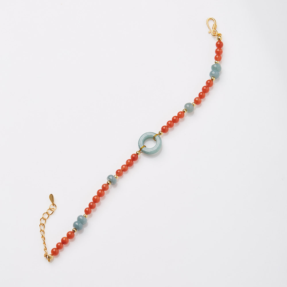 New Chinese Style Natural Sichuan Material4MM Liangshan South Red Agate Bracelet for Women, Small Rice Beads, Cherry Persimmon Red, South Red Agate Collection