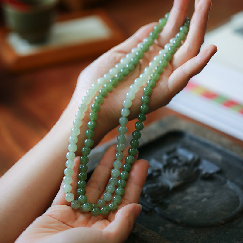 Customized Processing Natural Hetian Jade DIY Accessories Round Beads Loose Beads108Jade Bead Bracelet Accessories